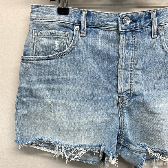 Everlane The Cheeky Short High Rise Button Fly Distressed Denim Jean Shorts 28 - Picture 2 of 15